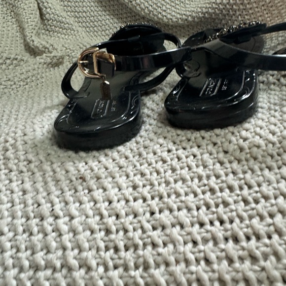 Black‎ Coach Jelly Sandal with Black Medallion, Size 8 - Picture 3 of 7